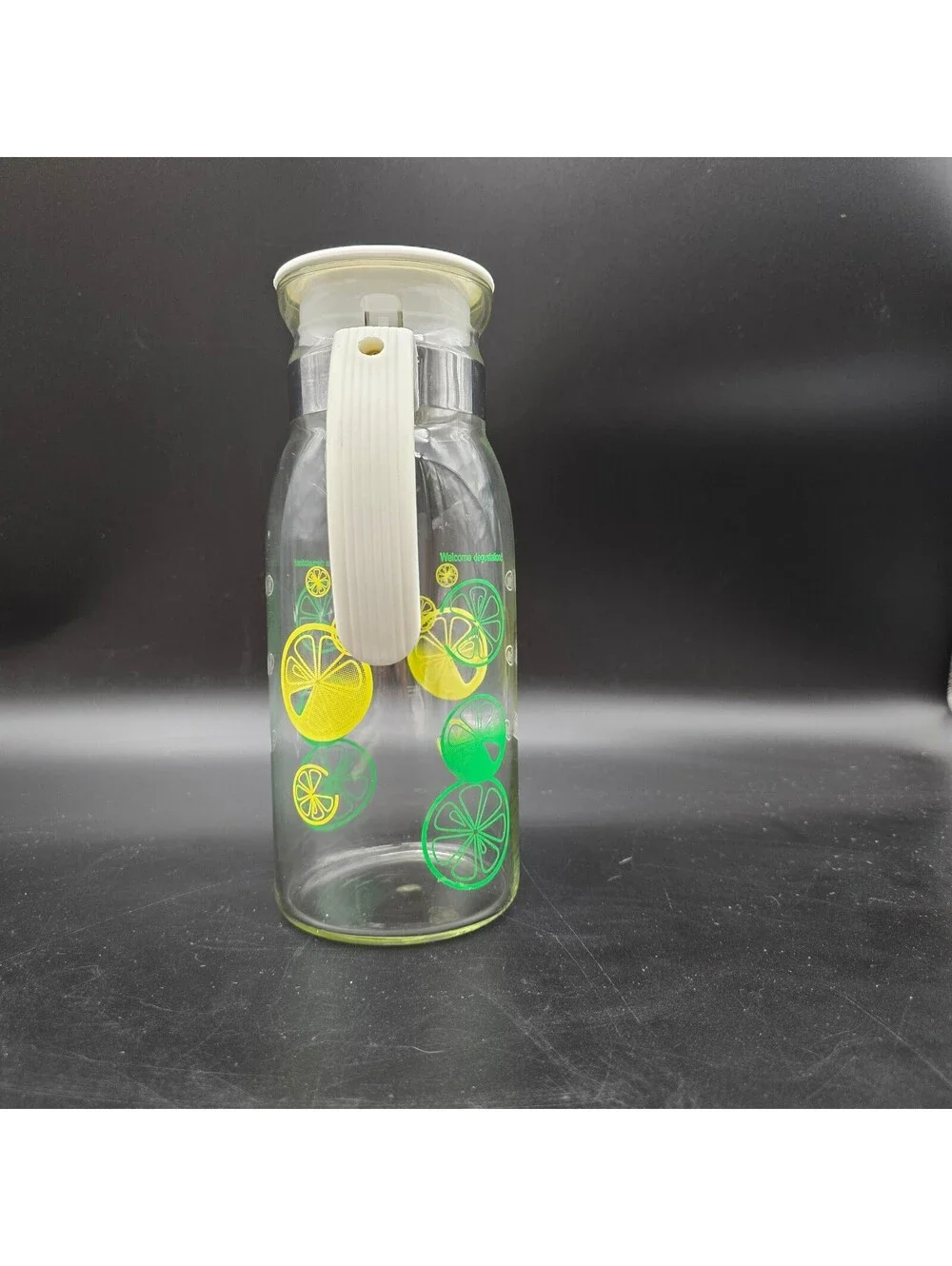 Vintage Pyrex Lemon & Lime Slices Juice Pitcher  1 Quart Welcome Degustation